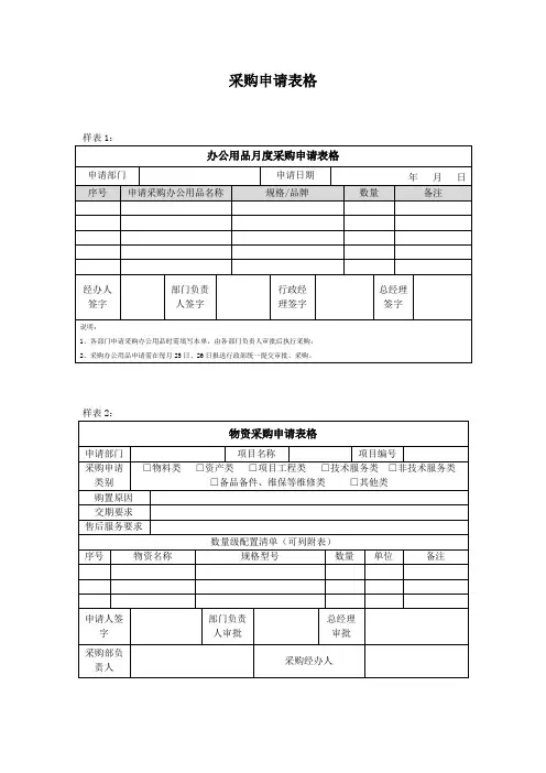 采购申请表格