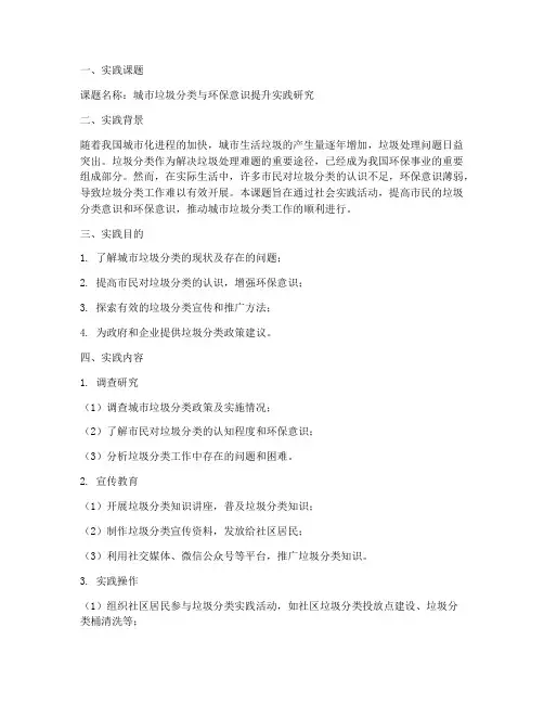 社会实践报告的实践课题