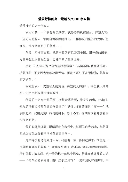 借景抒情的高一最新作文800字5篇