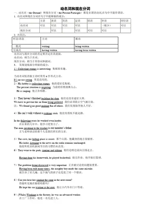 动名词和现在分词总结
