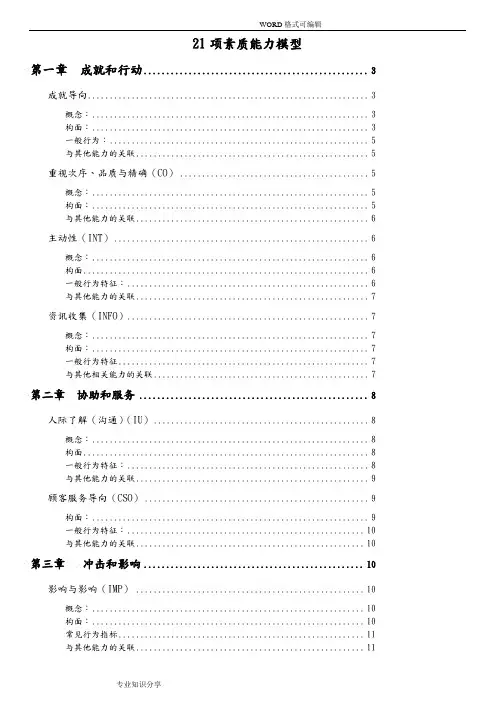 麦克利兰21项素质能力模型