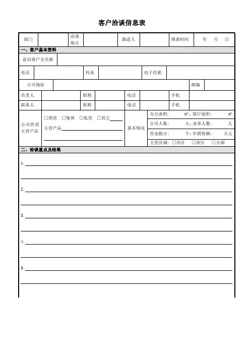 意向客户洽谈记录表