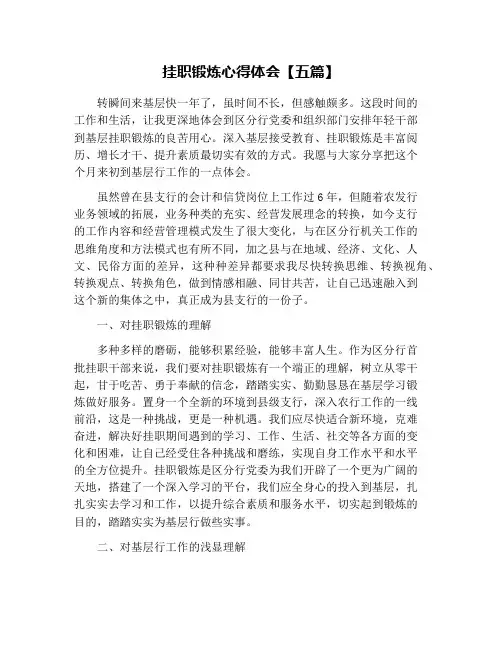 挂职锻炼心得体会【五篇】