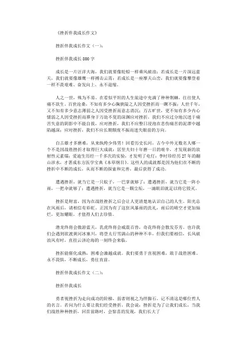 挫折伴我成长作文15篇
