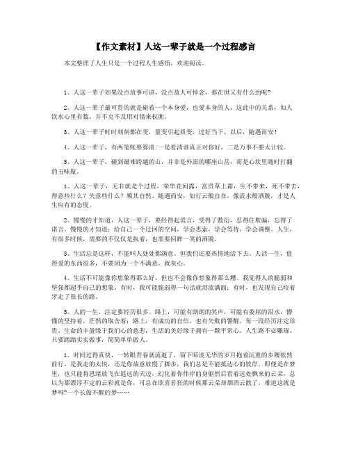 【作文素材】人这一辈子就是一个过程感言