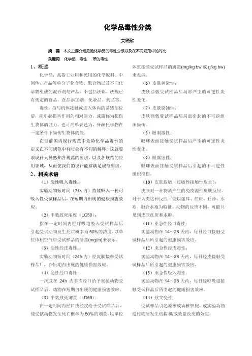 化学品毒性分类