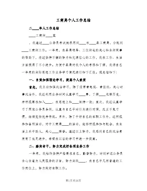 工商局个人工作总结(五篇)
