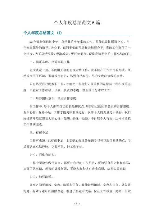 个人年度总结范文6篇