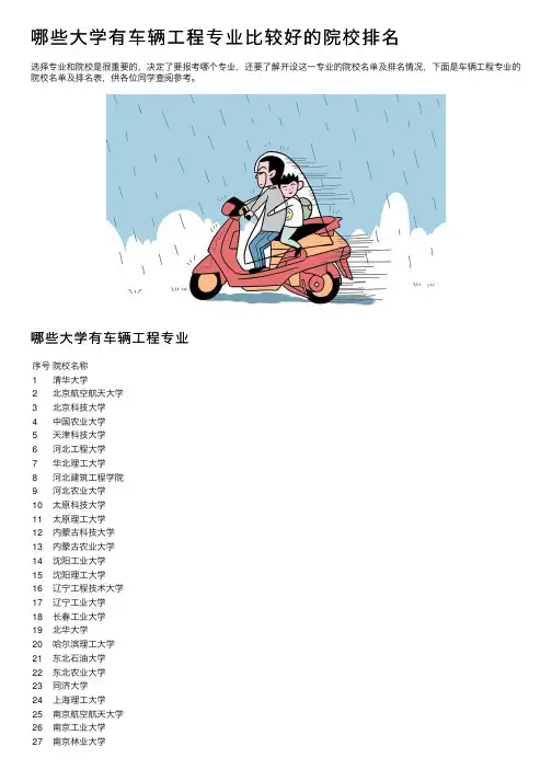 哪些大学有车辆工程专业比较好的院校排名