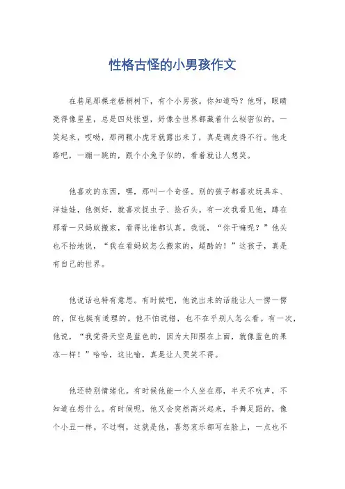 性格古怪的小男孩作文