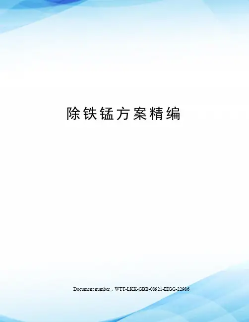 除铁锰方案精编