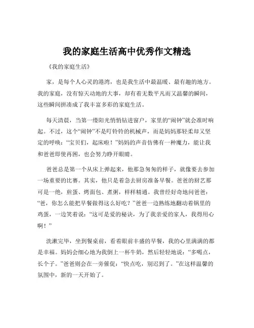 我的家庭生活高中优秀作文精选