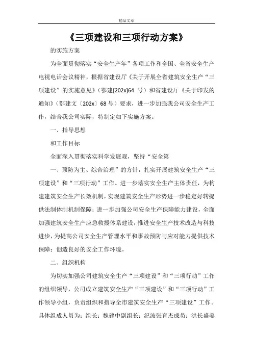 《三项建设和三项行动方案》