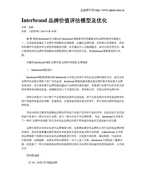 Interbrand品牌价值评估模型及优化