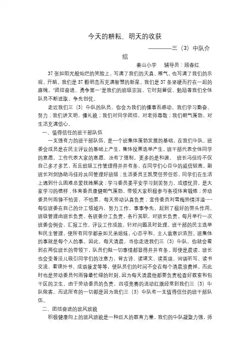 优秀中队事迹介绍三(3)班
