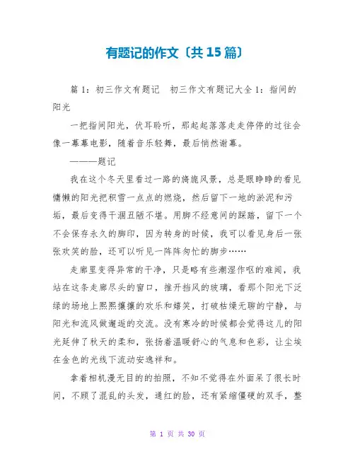 有题记的作文(共15篇)