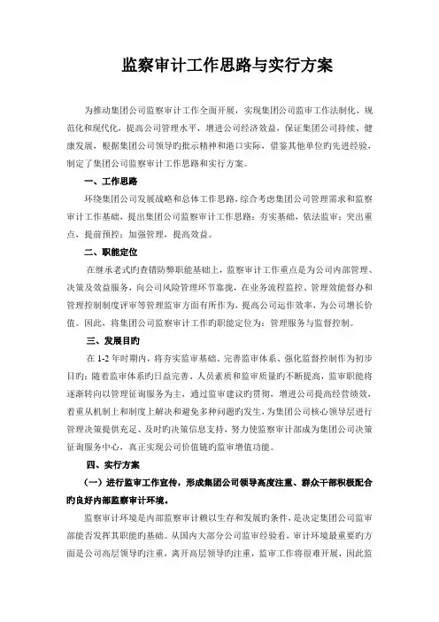 监察审计工作思路与实施方案