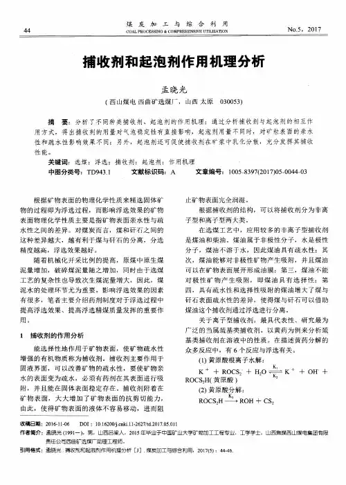 捕收剂和起泡剂作用机理分析
