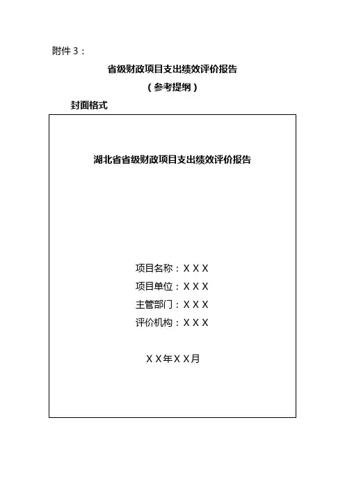 省级财政项目支出绩效评价报告(参考提纲)