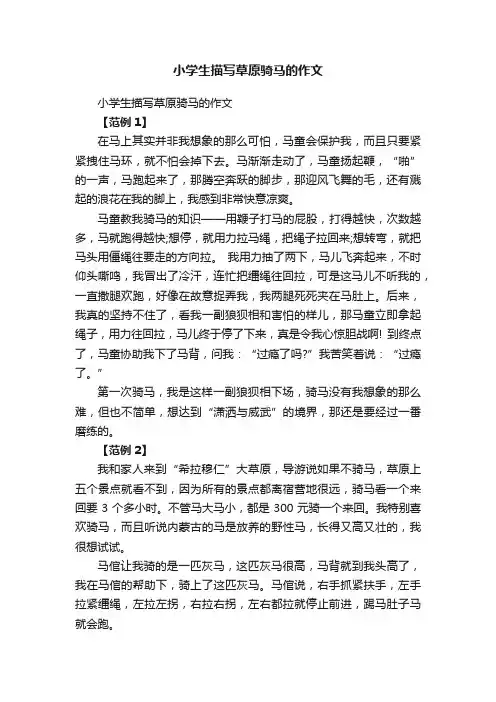 小学生描写草原骑马的作文