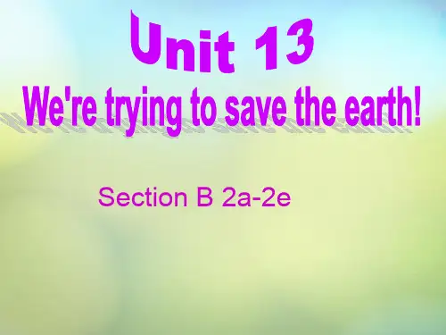 新人教版九年级英语下册课件《Unit 13 We are trying to save the earth Section B(2a-2e)》课件