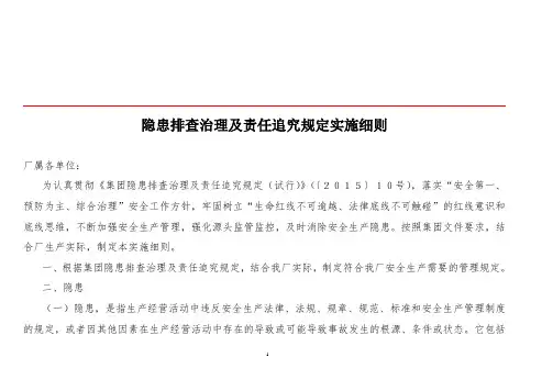 隐患排查治理及责任追究规定实施细则