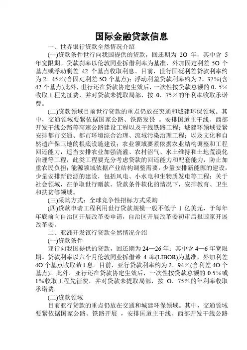 国际金融贷款信息