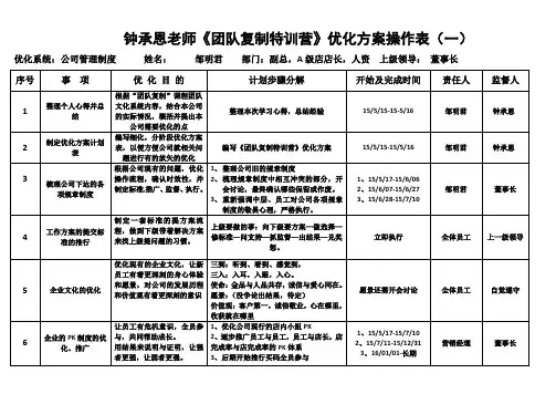 团队复制-优化方案表格