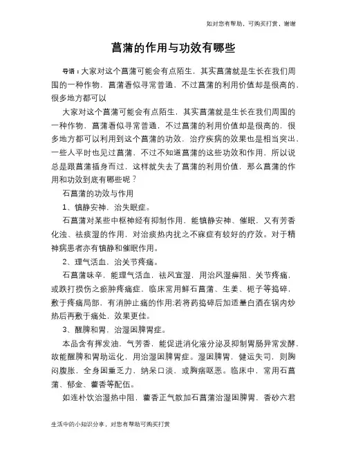 菖蒲的作用与功效有哪些