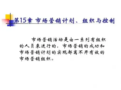 市场营销计划组织与控制ppt课件