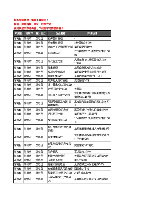 新版湖南省常德市汉寿县厨卫电器企业公司商家户名录单联系方式地址大全77家