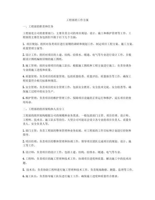 工程部的工作方案