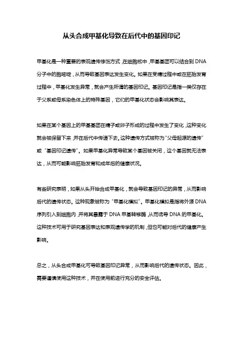 从头合成甲基化导致在后代中的基因印记