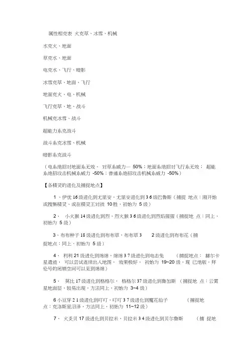 属性相克表