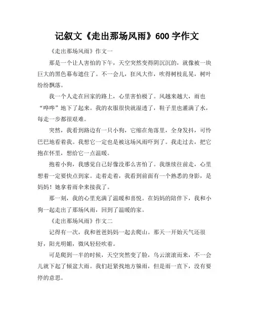 记叙文《走出那场风雨》600字作文