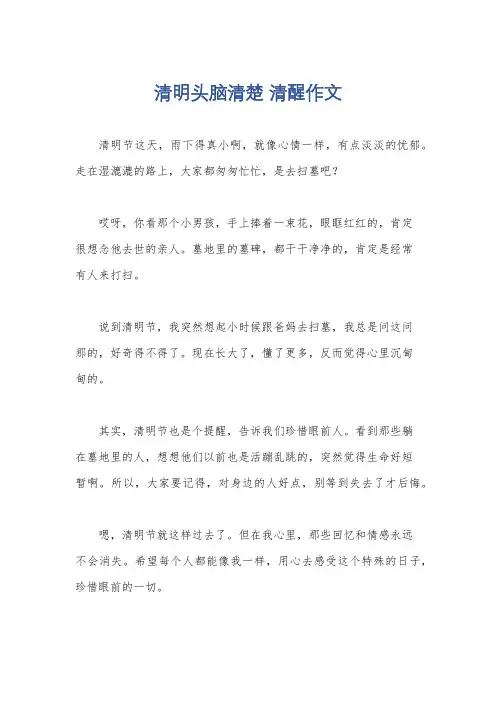 清明头脑清楚 清醒作文