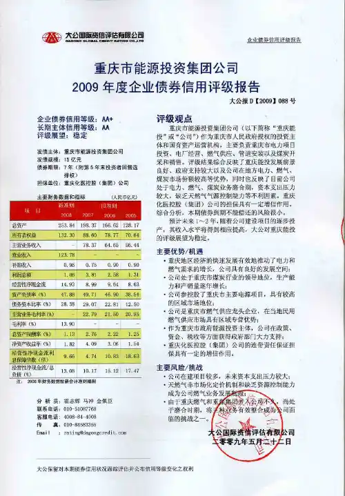 重庆能源投资公司信用评级