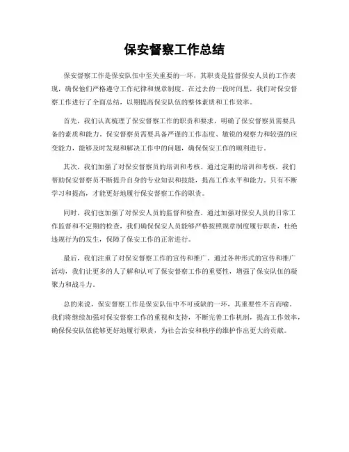 保安督察工作总结
