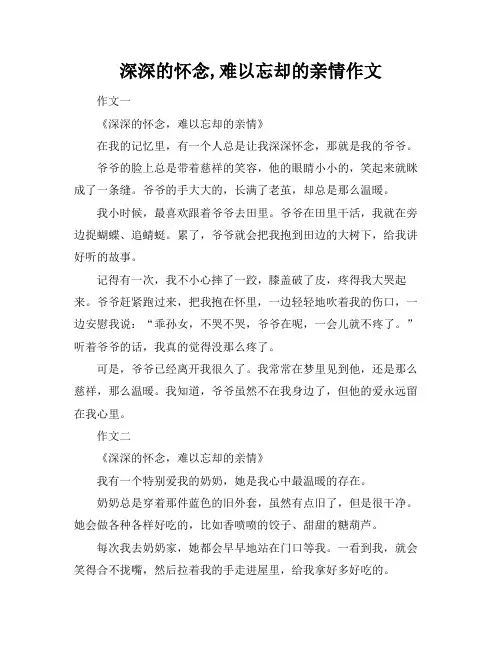 深深的怀念,难以忘却的亲情作文