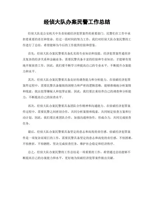经侦大队办案民警工作总结