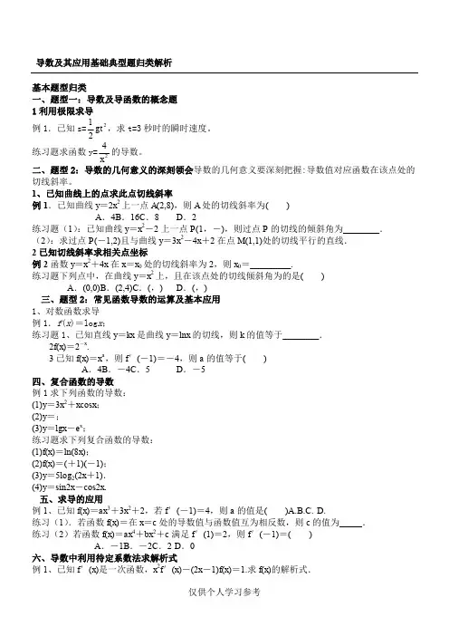 导数及其应用基础典型题归类解析,DOC
