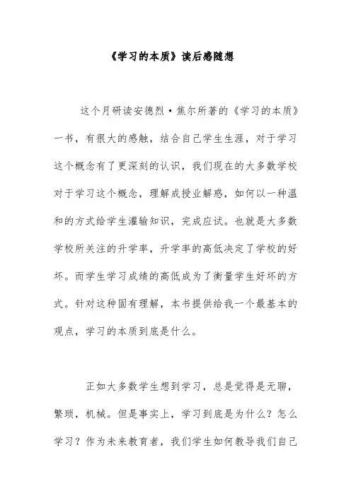 《学习的本质》读后感随想