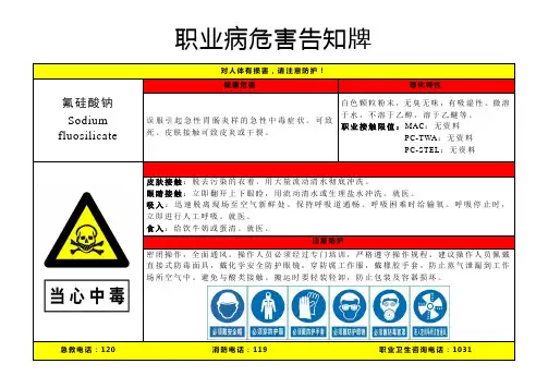 氟硅酸钠-职业病危害告知牌