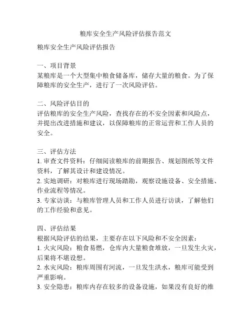 粮库安全生产风险评估报告范文