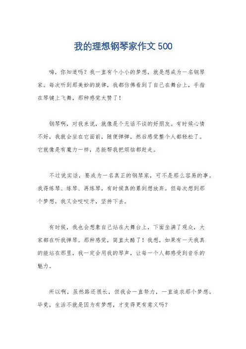 我的理想钢琴家作文500