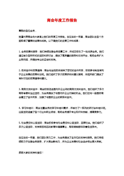 商会年度工作报告