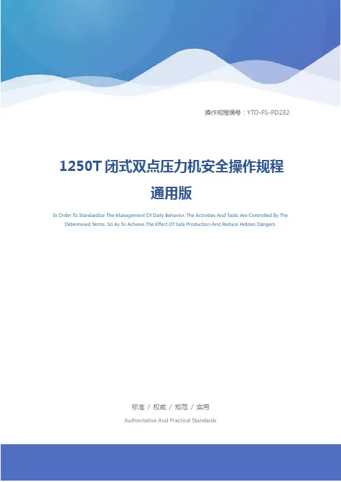 1250T闭式双点压力机安全操作规程通用版