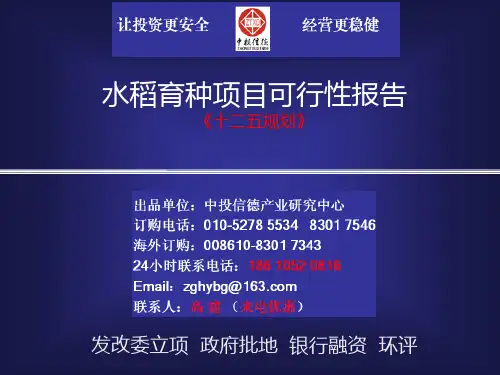 水稻育种项目可行性报告