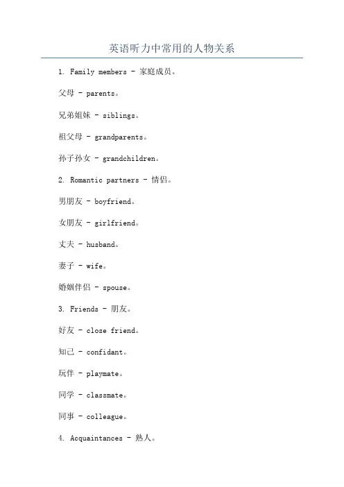 英语听力中常用的人物关系