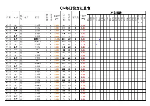 QA每日检查汇总表